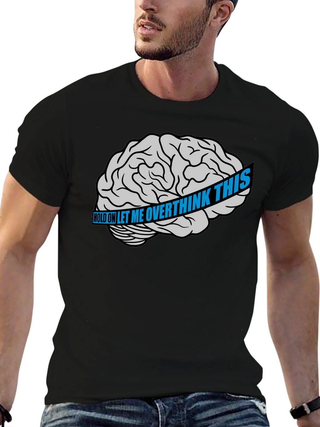 Overthink Brain Graphic T-Shirt - Black
