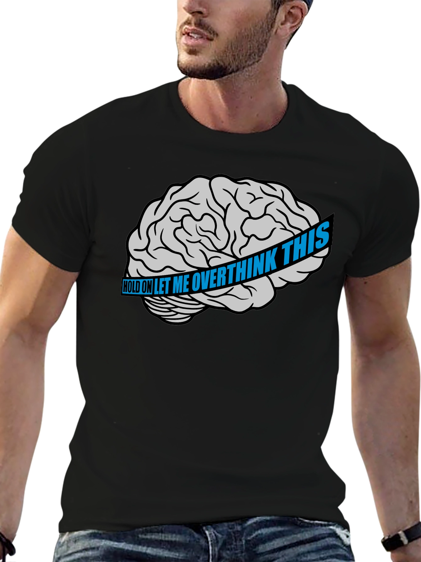 Overthink Brain Graphic T-Shirt - Black