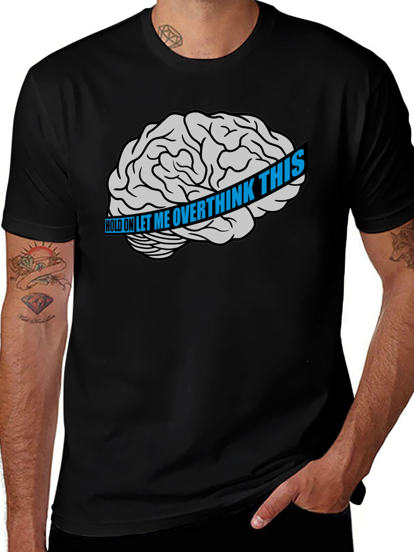 Overthink Brain Graphic T-Shirt - Black