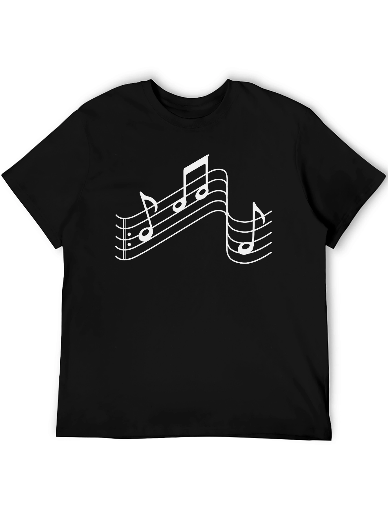 Musical Notes Graphic T-Shirt - Black Cotton Tee