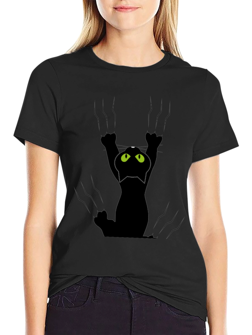Black Cat Scratch T-Shirt - Fun Graphic Tee