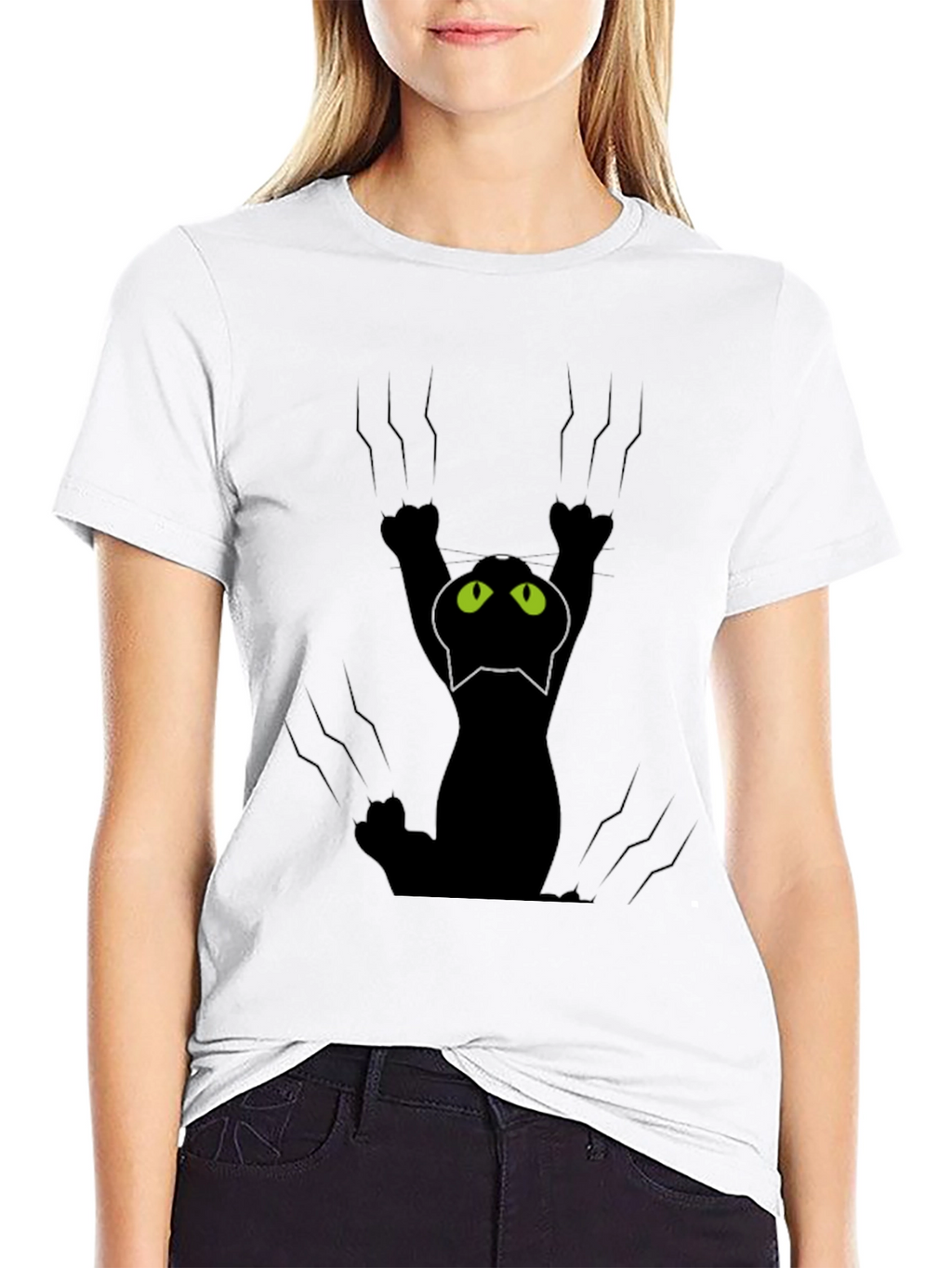 Black Cat Scratch T-Shirt - Fun Graphic Tee