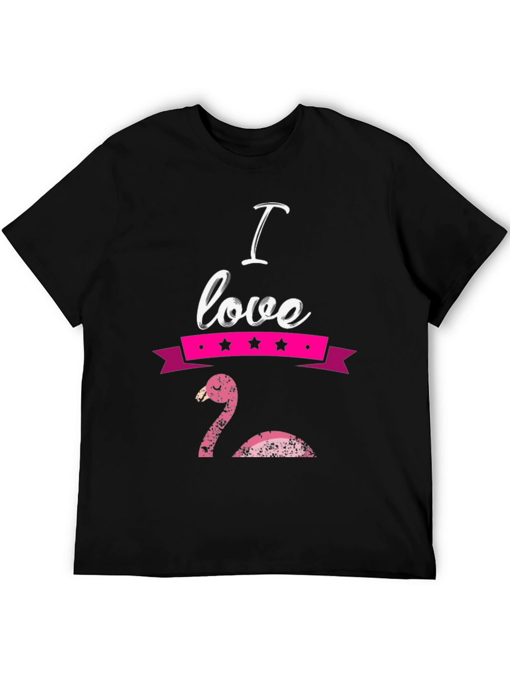 I Love Flamingo Graphic T-Shirt - Black