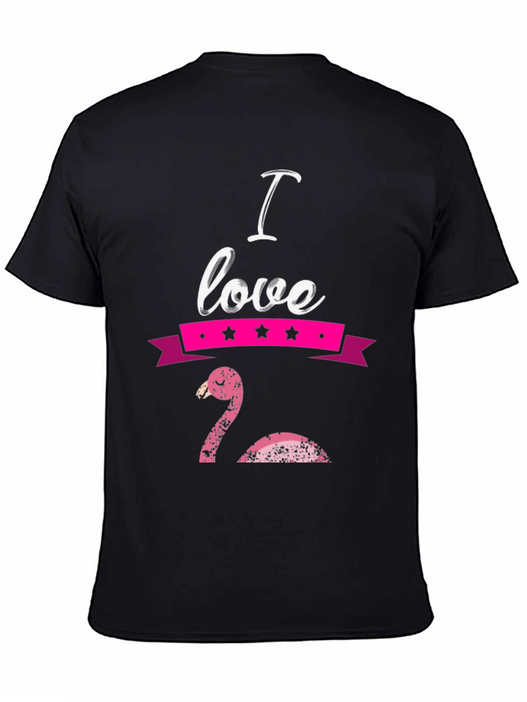 I Love Flamingo Graphic T-Shirt - Black