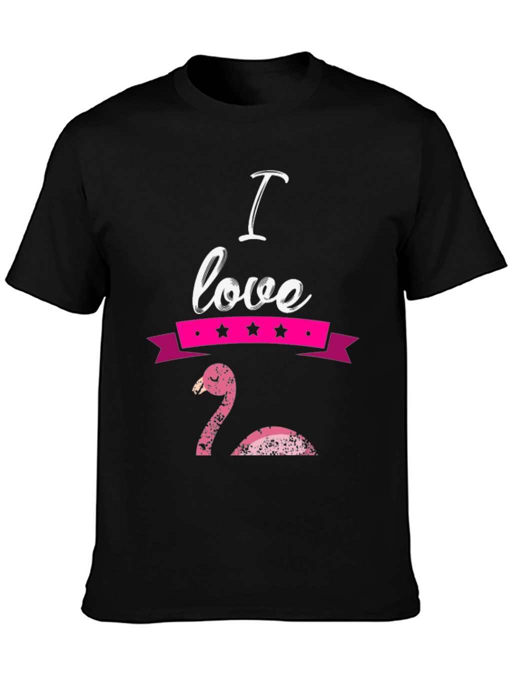 I Love Flamingo Graphic T-Shirt - Black