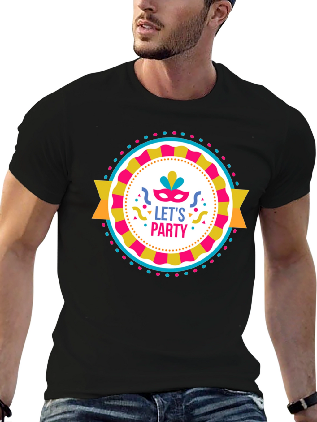 Lets Party Graphic Tee - Black Cotton T-Shirt