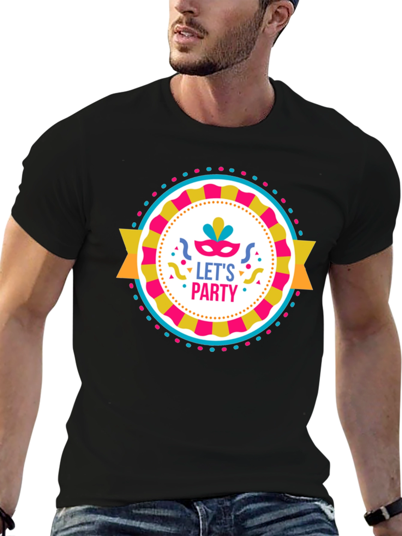Lets Party Graphic Tee - Black Cotton T-Shirt