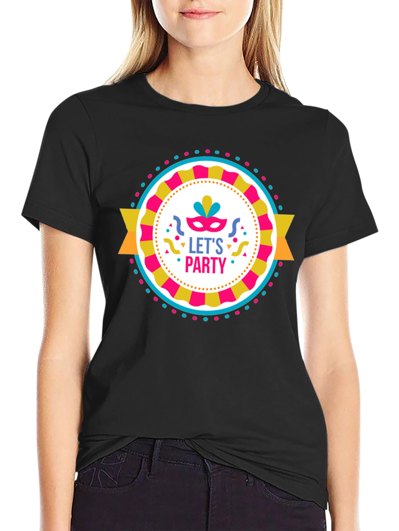 Lets Party Graphic Tee - Black Cotton T-Shirt