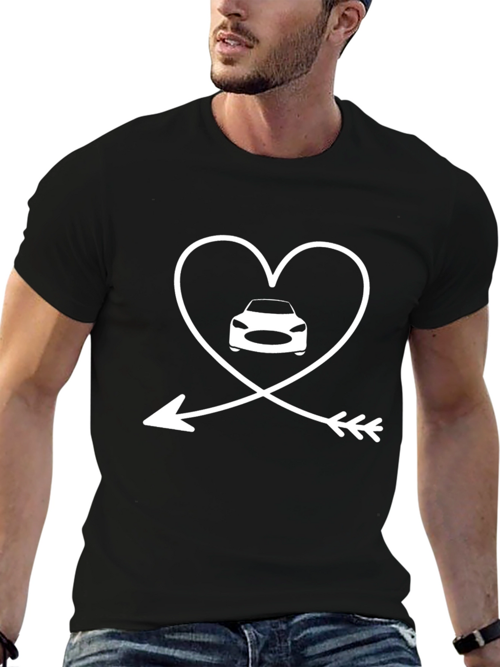 Car Lover T-Shirt: Heart Arrow Design