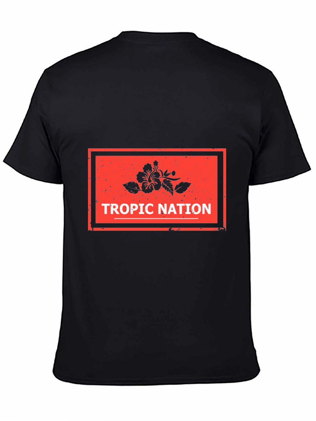 Tropic Nation Black T-Shirt with Floral Design