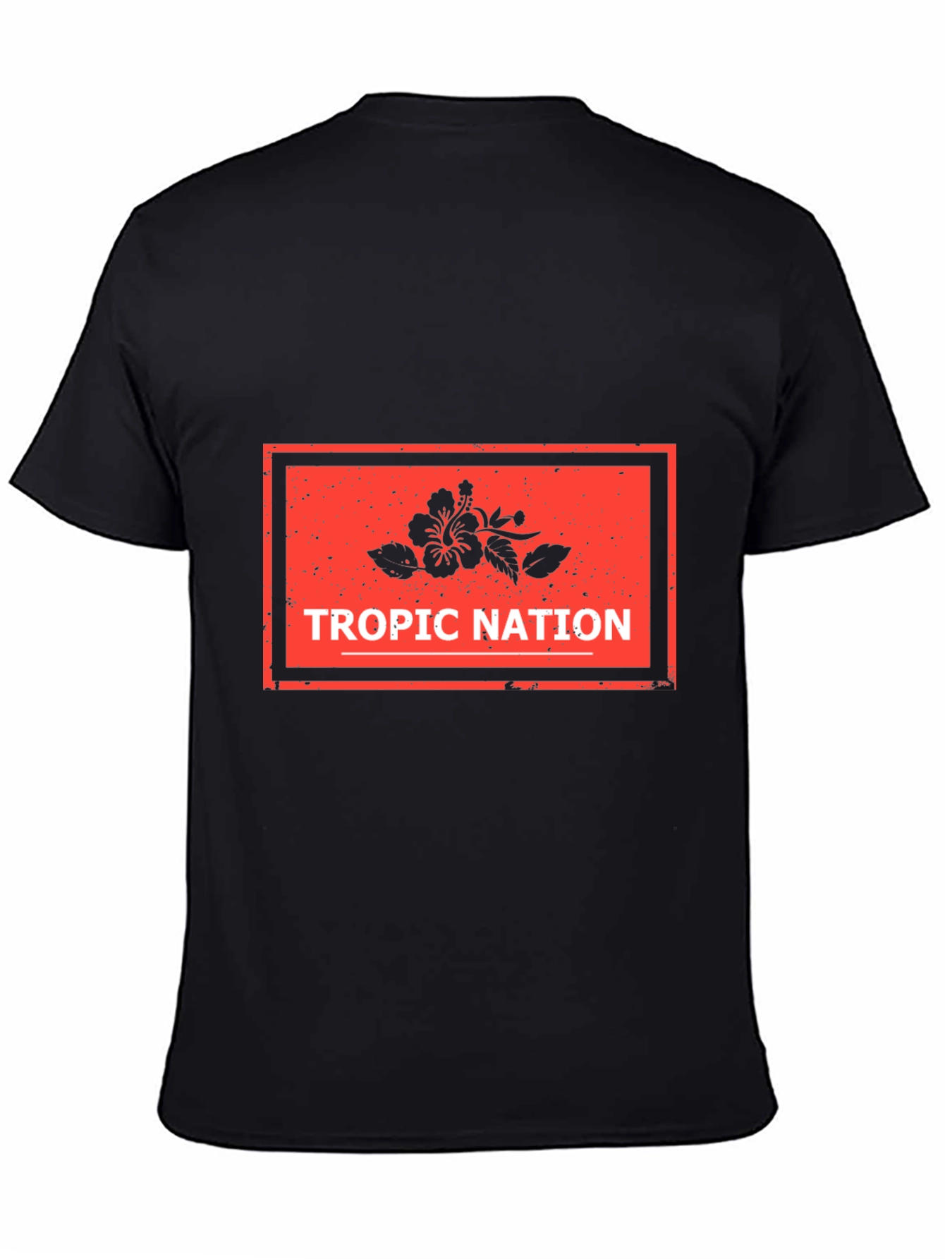 Tropic Nation Black T-Shirt with Floral Design