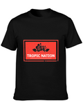 Tropic Nation Black T-Shirt with Floral Design