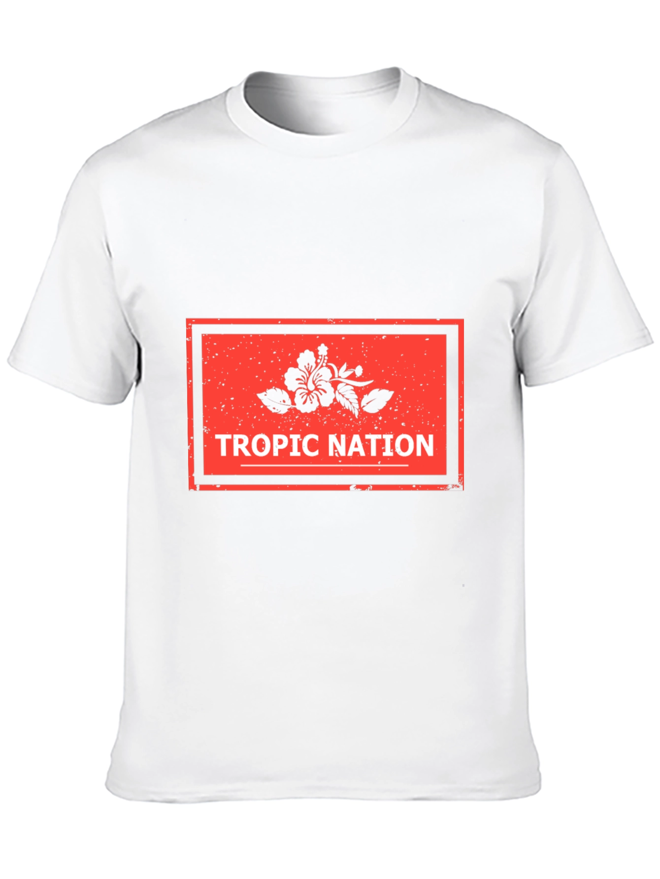 Tropic Nation Black T-Shirt with Floral Design