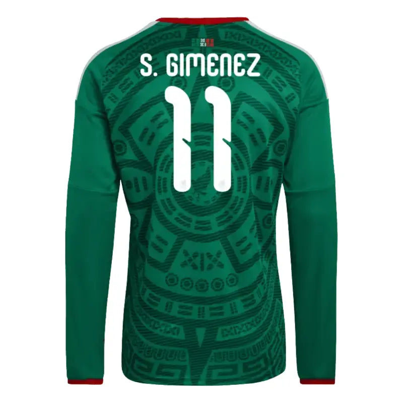 Santiago Gimenez 2026 Mexico Long Sleeve Home Jersey Back