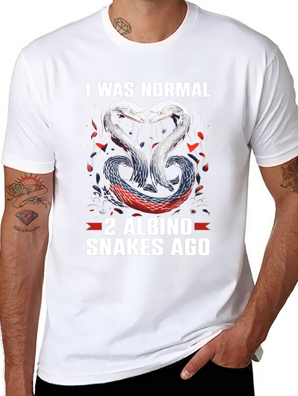 Funny Snake Lover T-Shirt: 2 Albino Snakes Ago