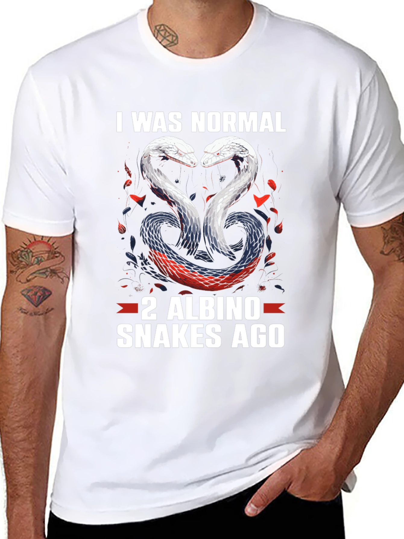 Funny Snake Lover T-Shirt: 2 Albino Snakes Ago