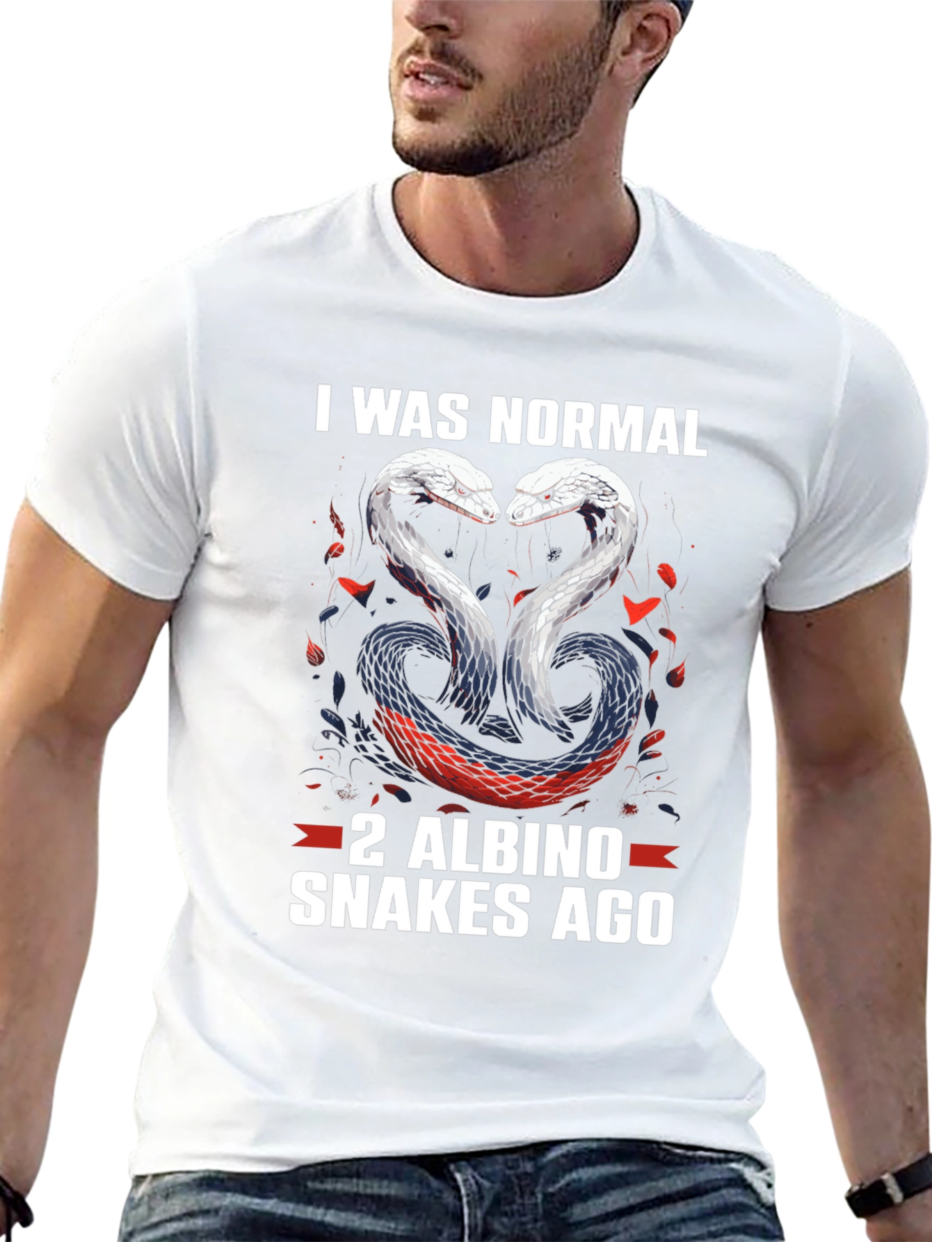 Funny Snake Lover T-Shirt: 2 Albino Snakes Ago