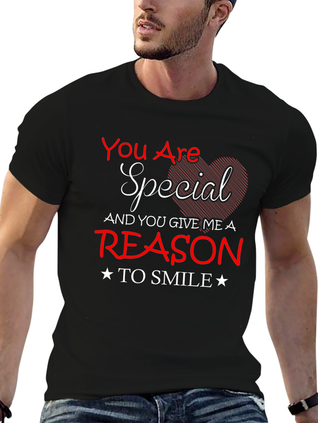 Special Heart Graphic Tee - Mens Black T-Shirt
