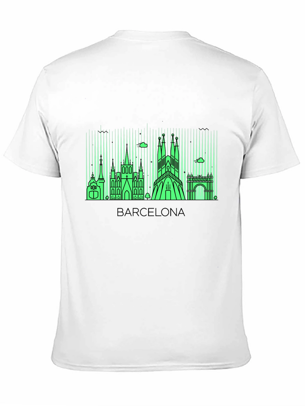 Barcelona Skyline Graphic Tee - Mens Black T-Shirt