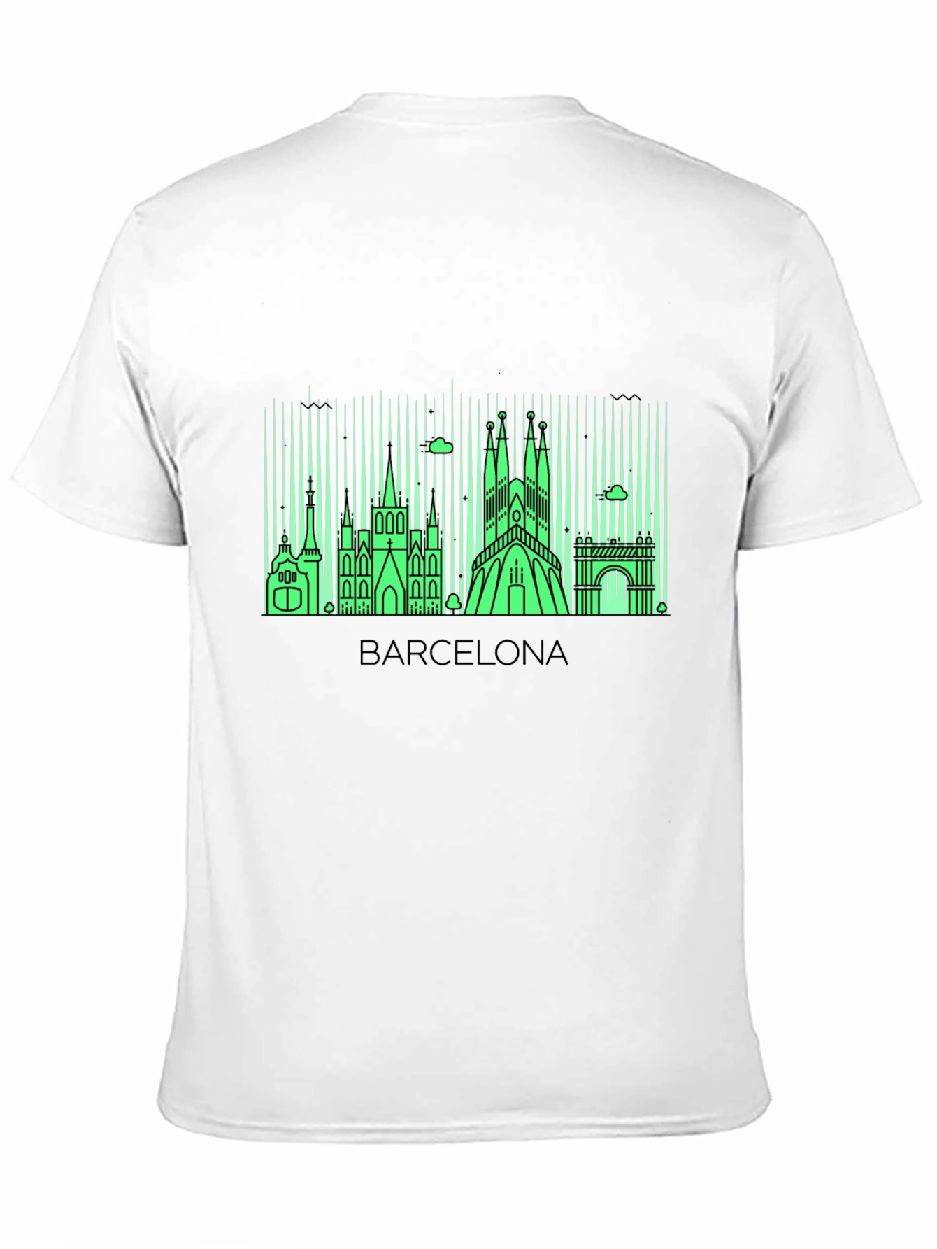 Barcelona Skyline Graphic Tee - Mens Black T-Shirt