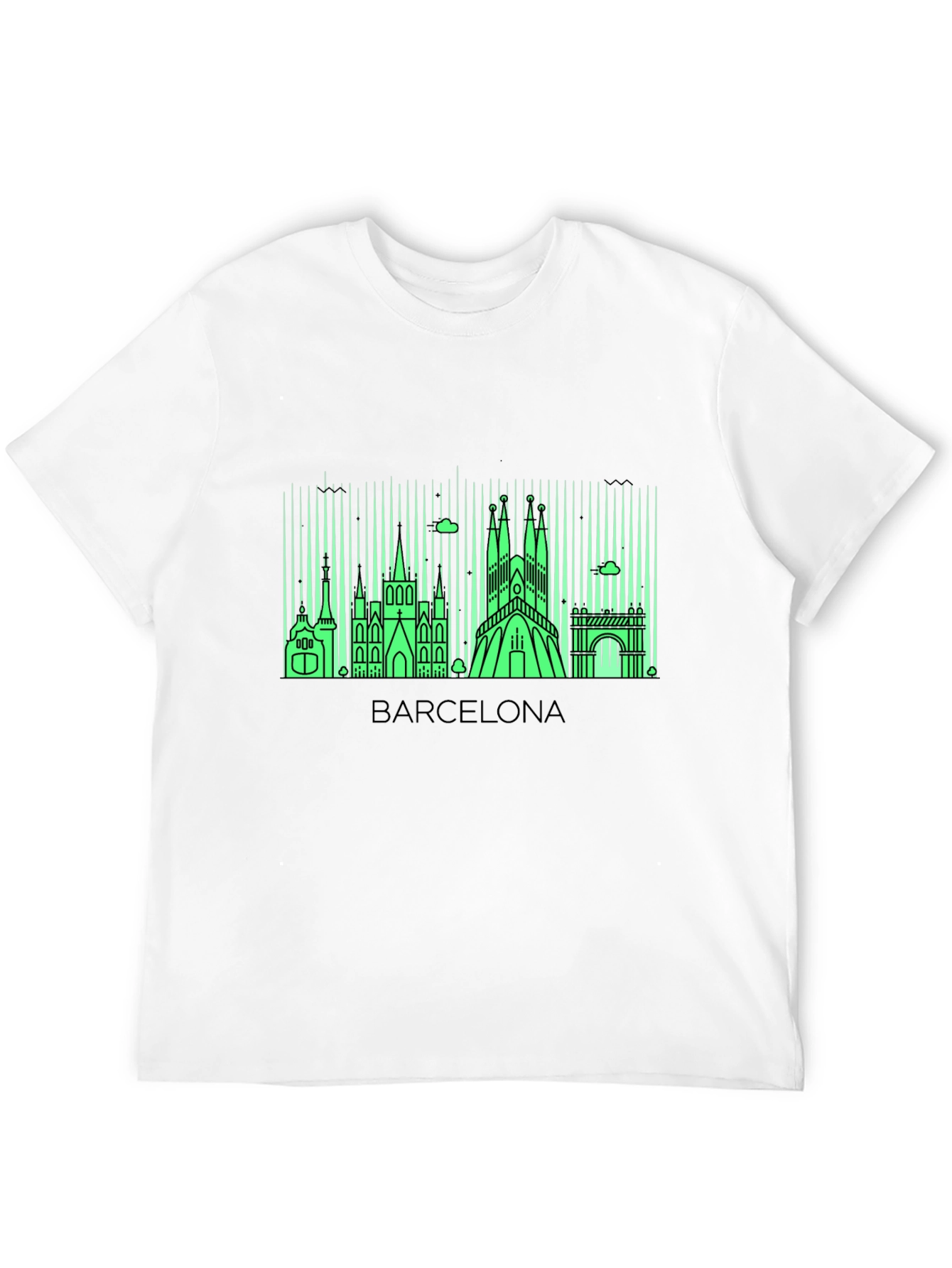 Barcelona Skyline Graphic Tee - Mens Black T-Shirt