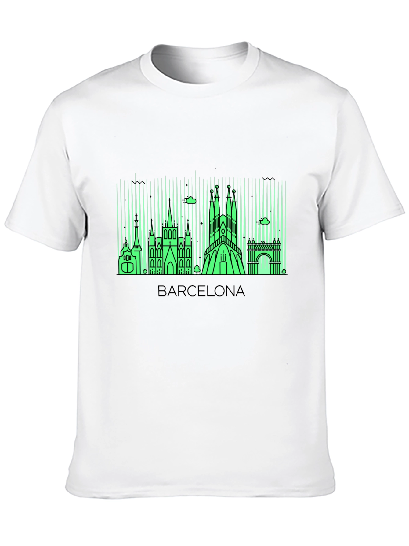 Barcelona Skyline Graphic Tee - Mens Black T-Shirt