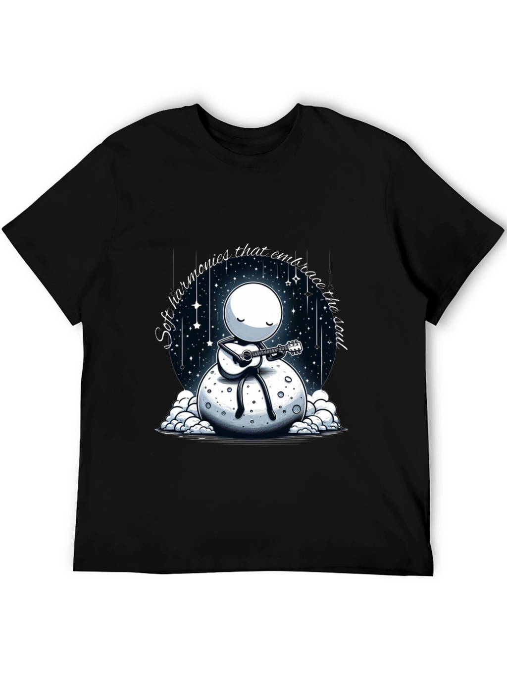 Soulful Harmonies T-Shirt - Moon Guitarist Design