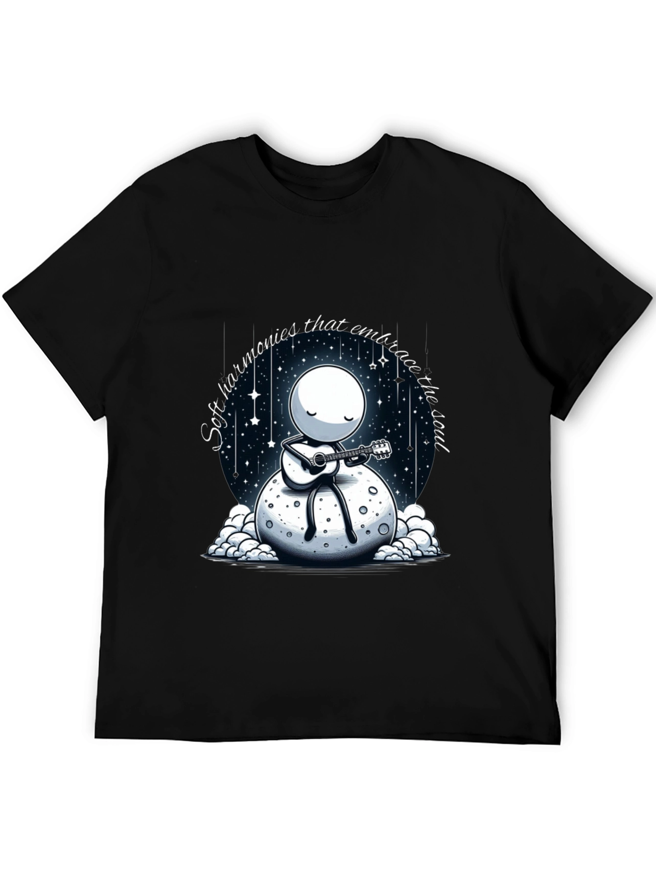 Soulful Harmonies T-Shirt - Moon Guitarist Design