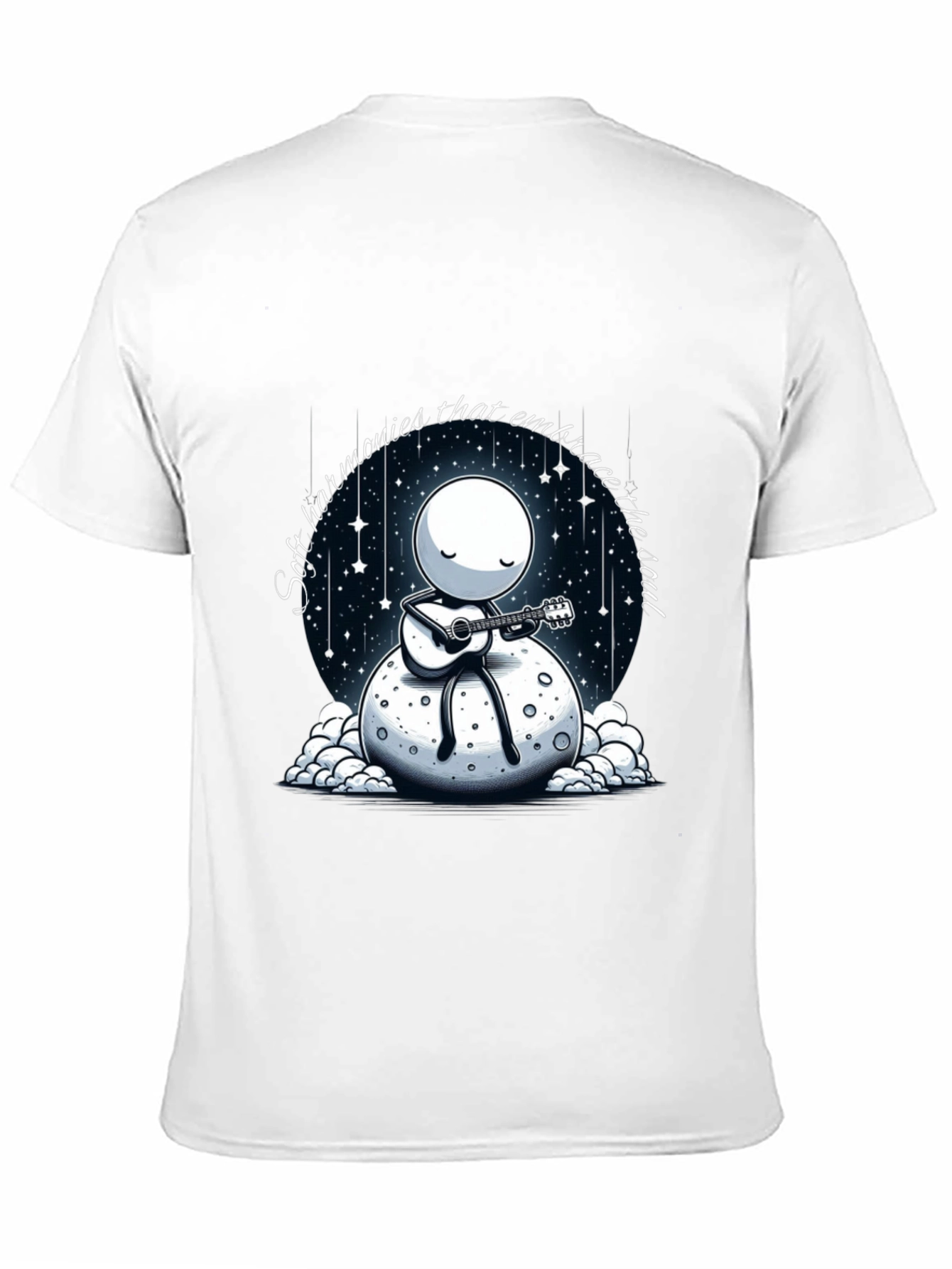 Soulful Harmonies T-Shirt - Moon Guitarist Design