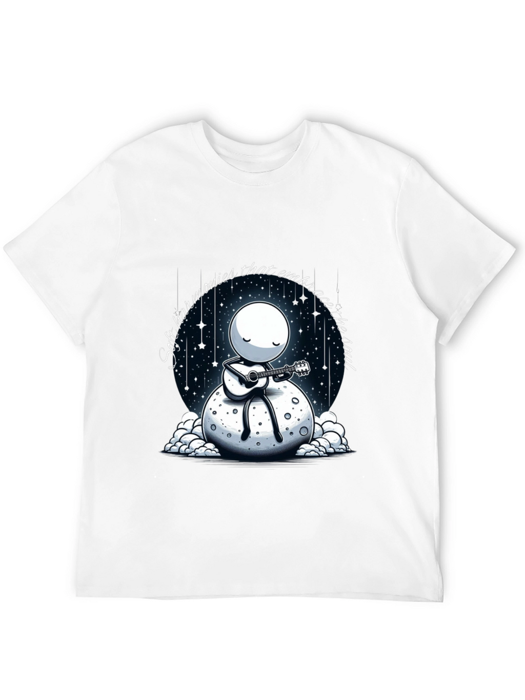 Soulful Harmonies T-Shirt - Moon Guitarist Design