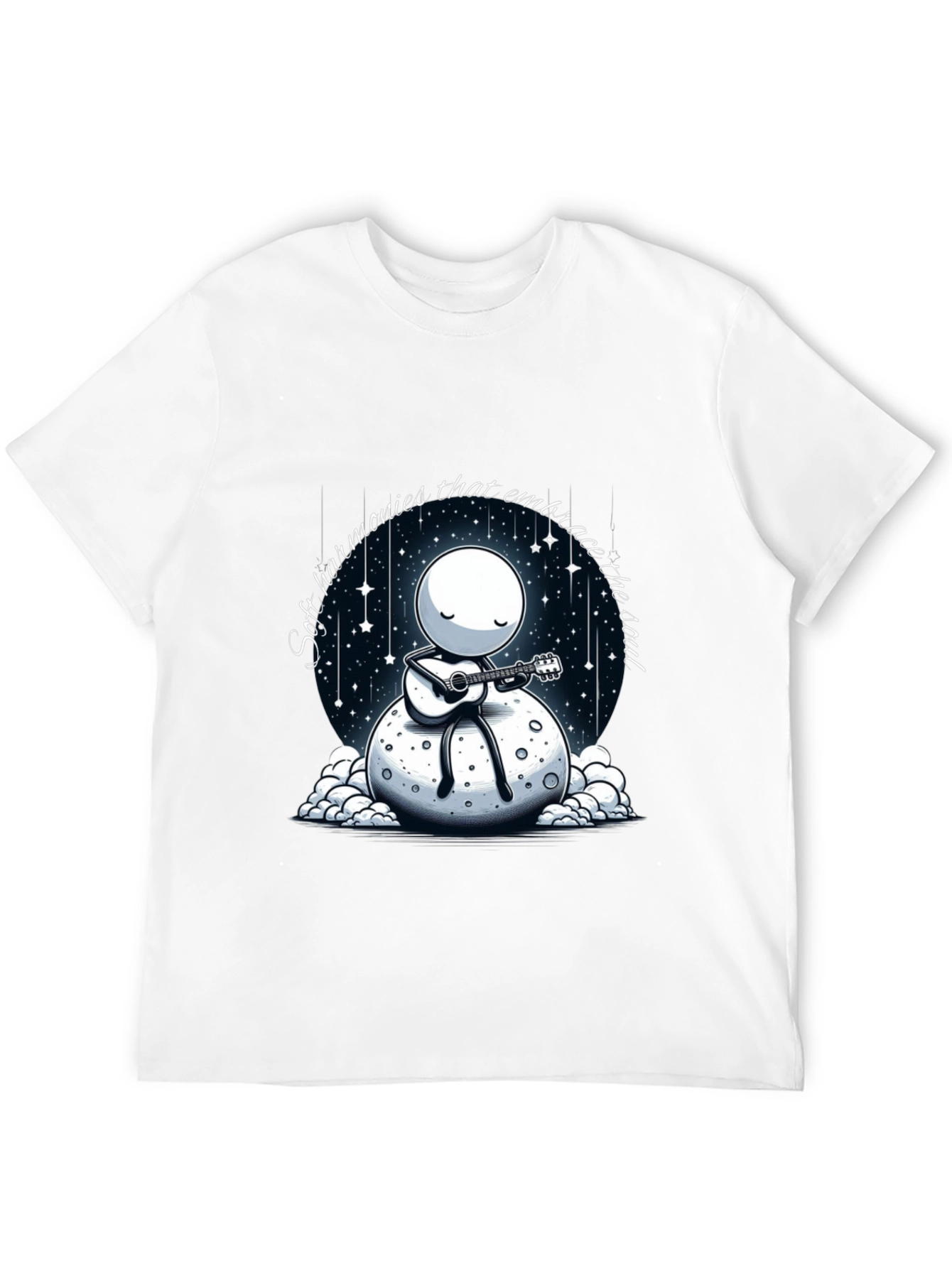 Soulful Harmonies T-Shirt - Moon Guitarist Design