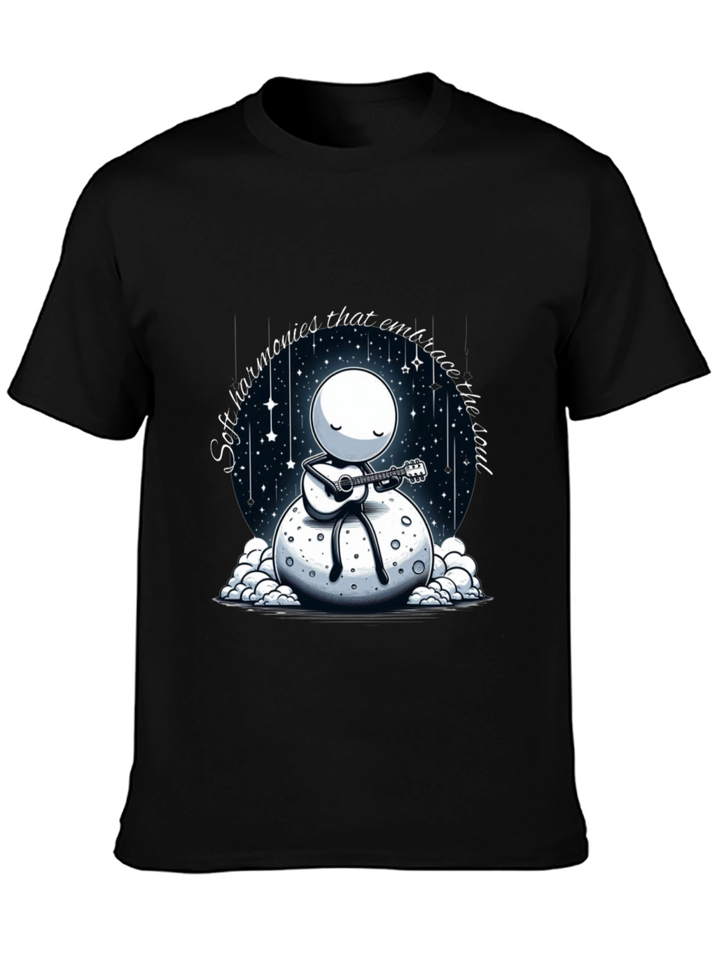 Soulful Harmonies T-Shirt - Moon Guitarist Design