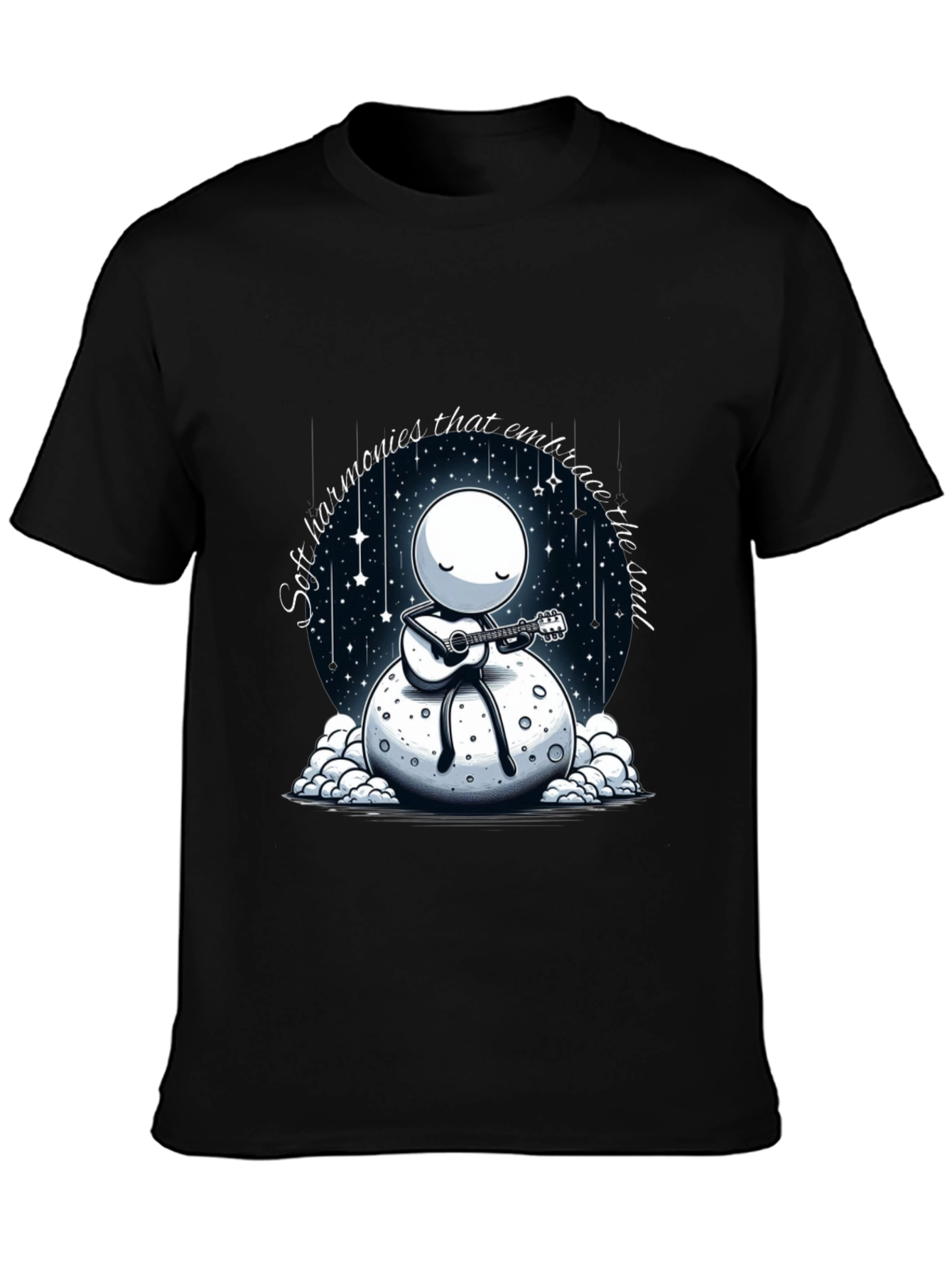 Soulful Harmonies T-Shirt - Moon Guitarist Design