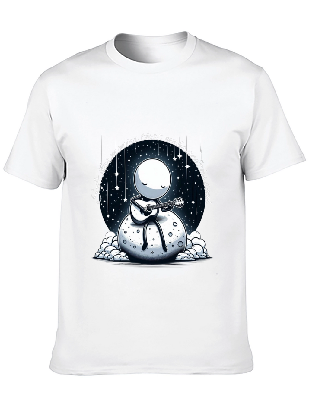 Soulful Harmonies T-Shirt - Moon Guitarist Design