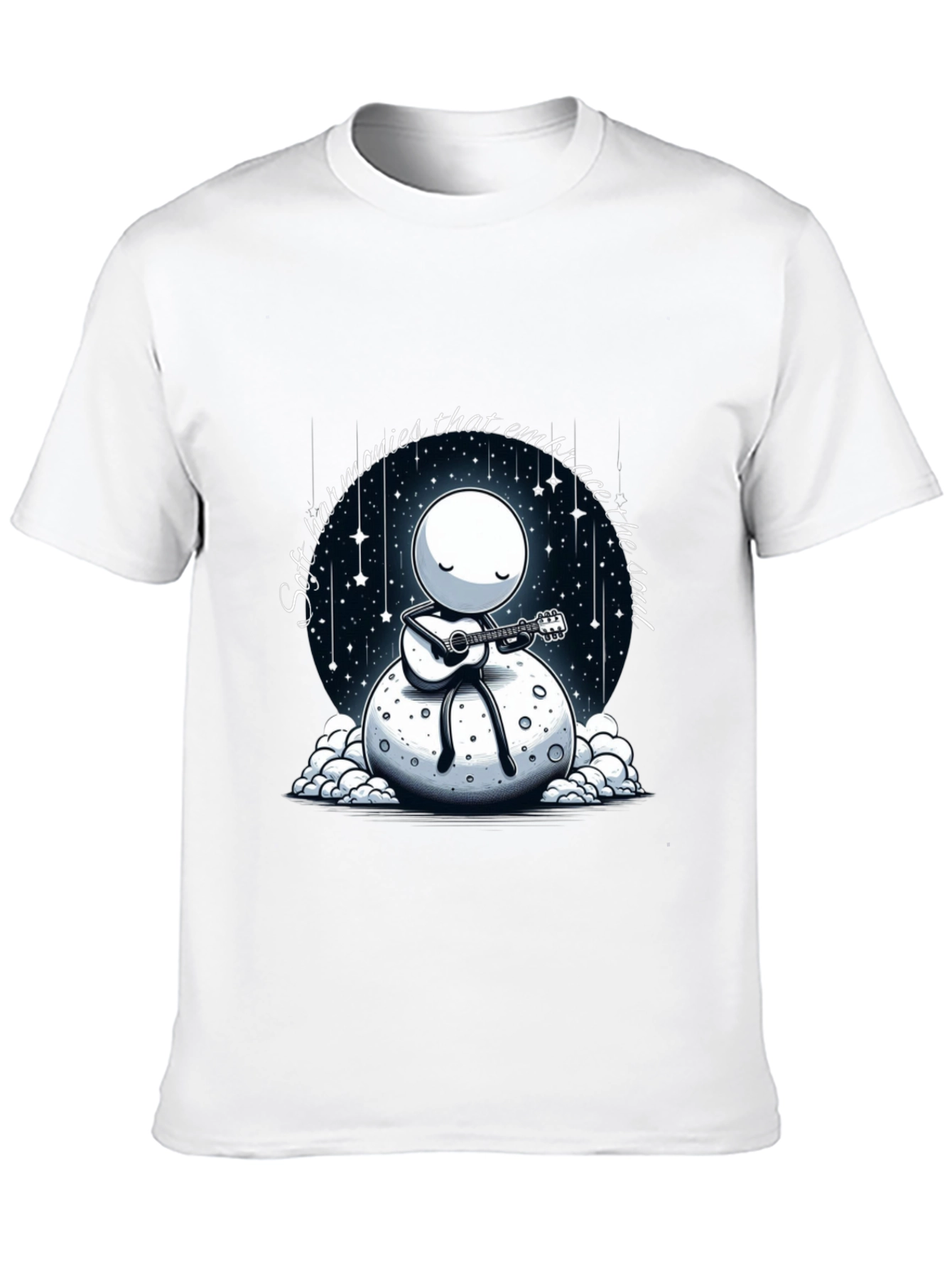 Soulful Harmonies T-Shirt - Moon Guitarist Design