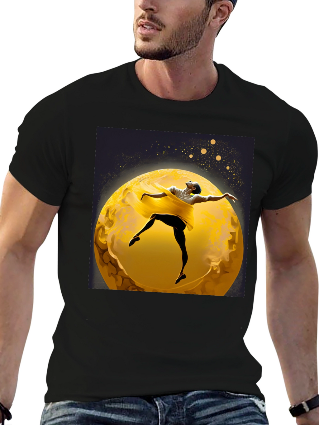 Ballerina Moon T-Shirt - Artsy Black Tee
