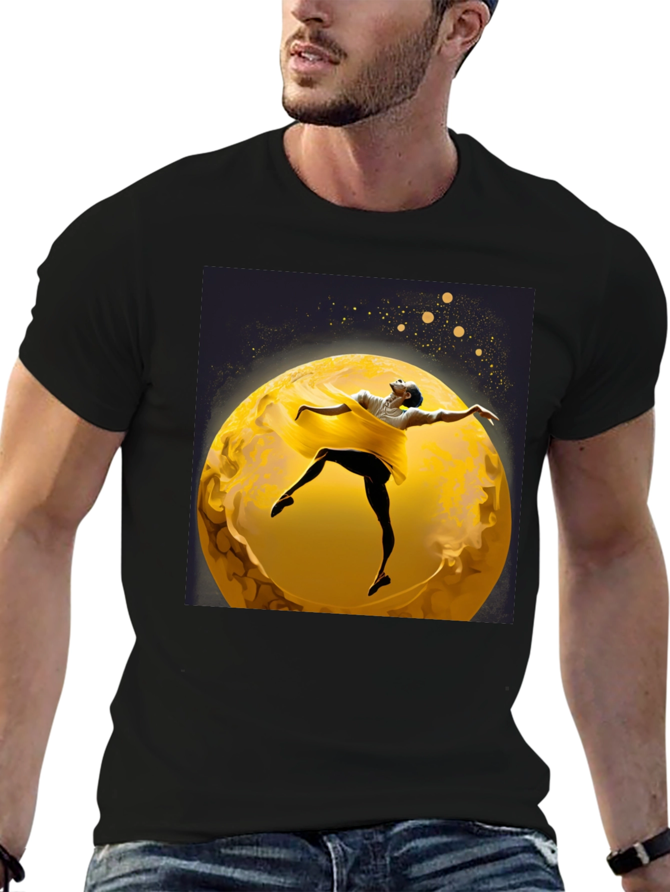 Ballerina Moon T-Shirt - Artsy Black Tee