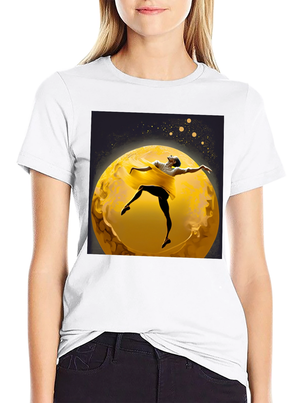 Ballerina Moon T-Shirt - Artsy Black Tee