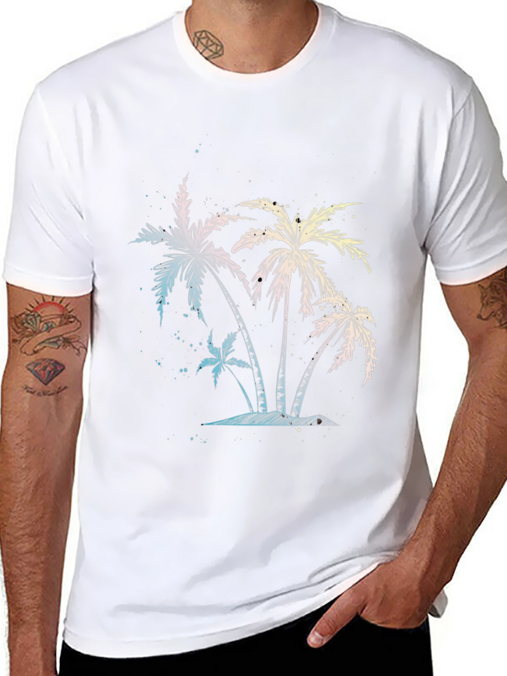 Tropical Palm Tree Graphic Black T-Shirt