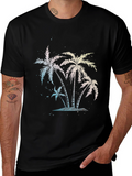 Tropical Palm Tree Graphic Black T-Shirt