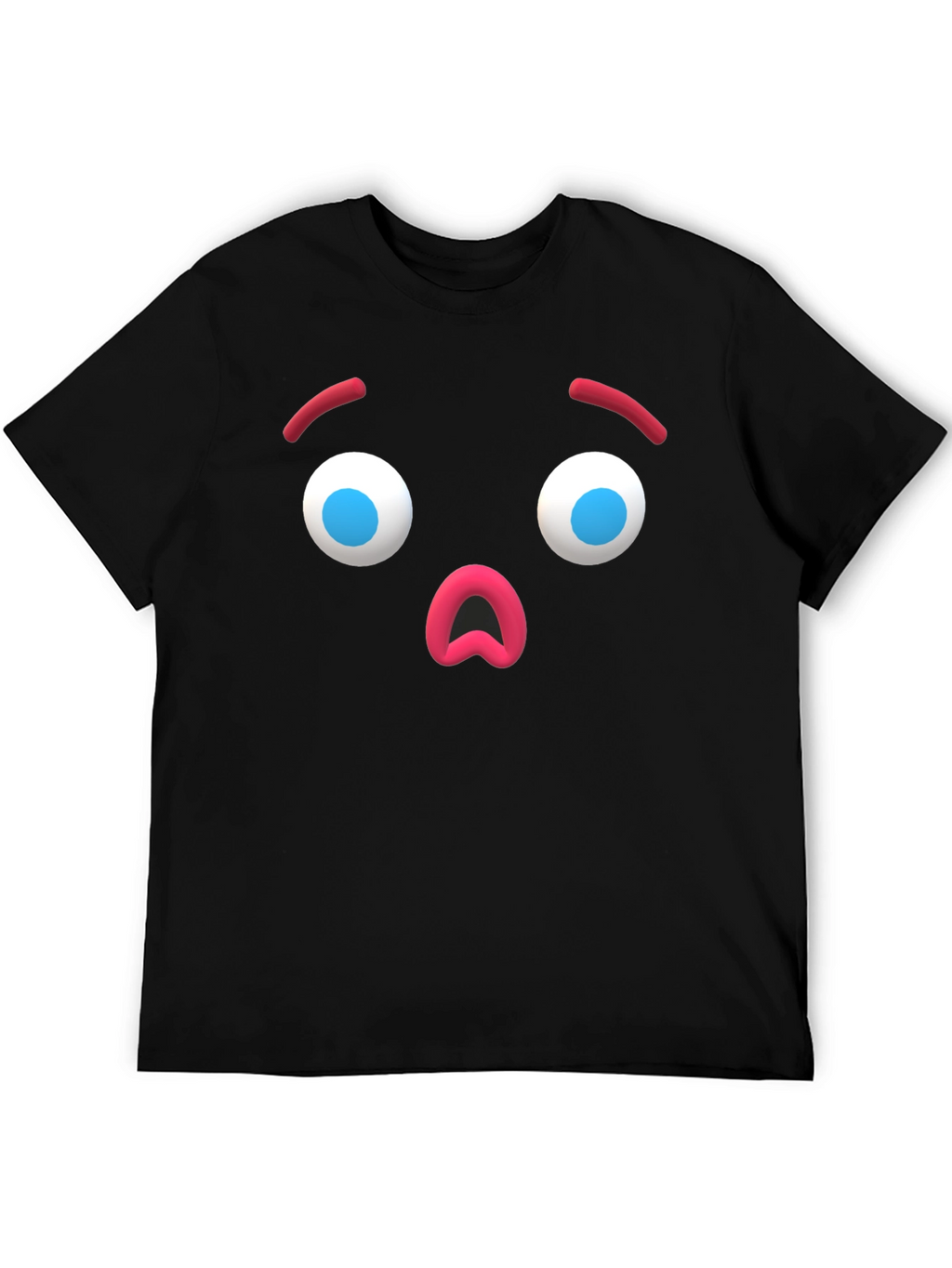 Surprised Emoji Black T-Shirt - Unique Graphic Tee