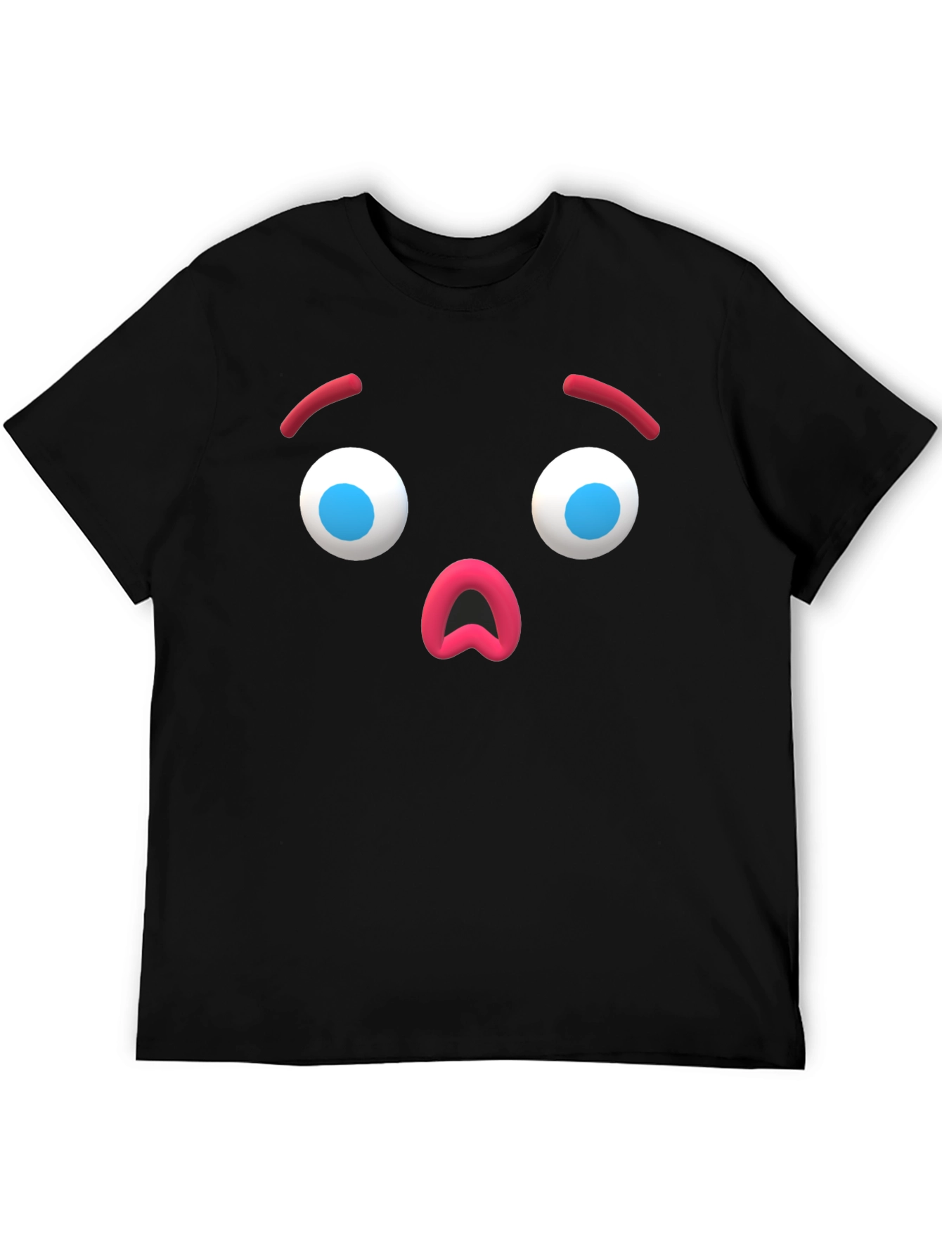 Surprised Emoji Black T-Shirt - Unique Graphic Tee