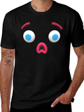 Surprised Emoji Black T-Shirt - Unique Graphic Tee