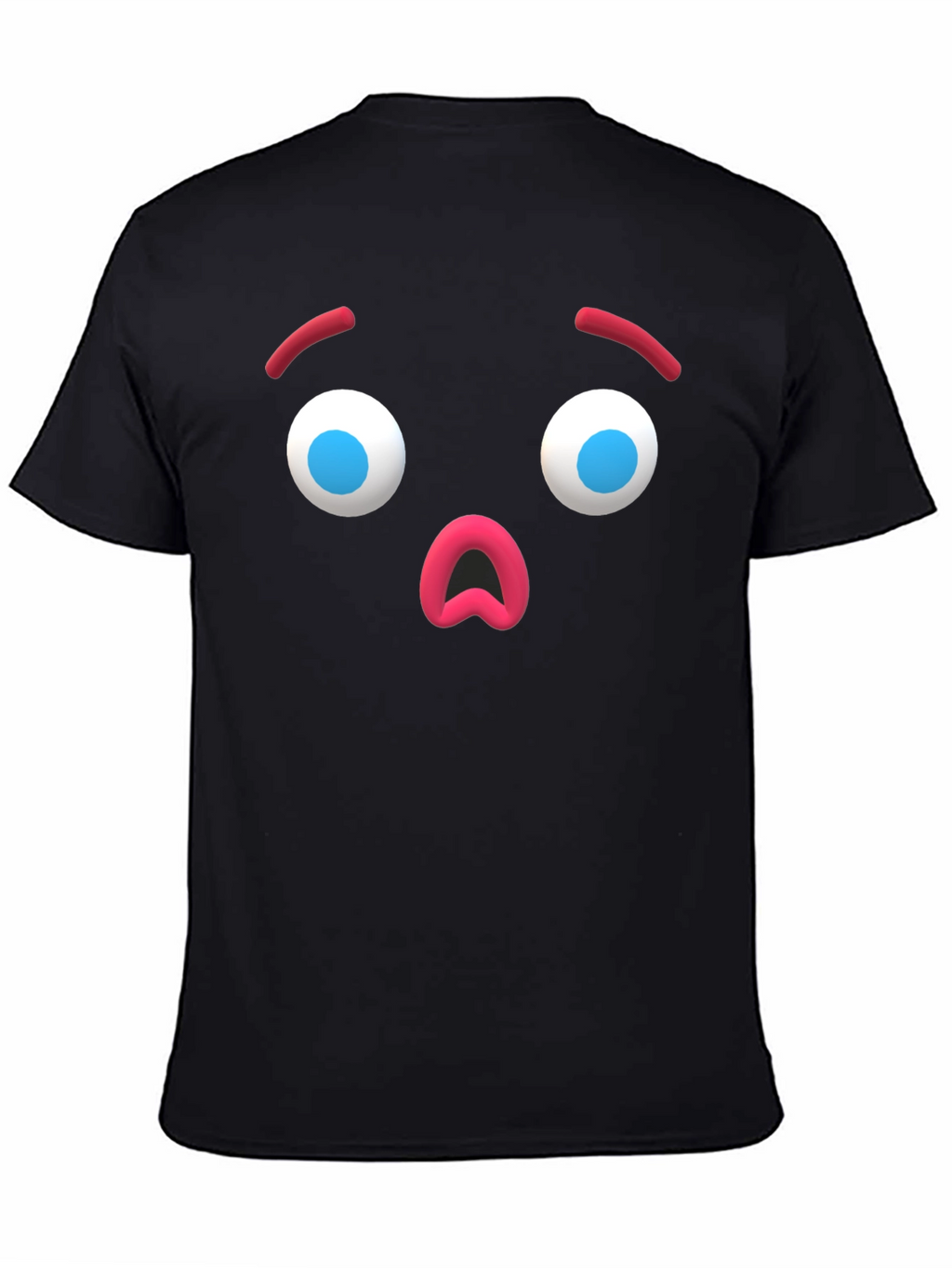 Surprised Emoji Black T-Shirt - Unique Graphic Tee