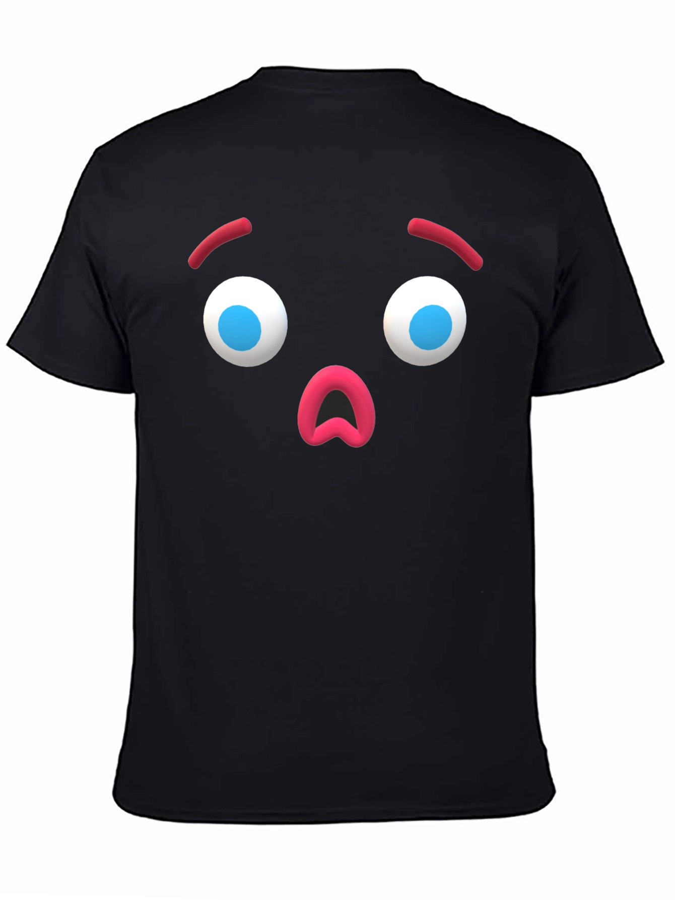 Surprised Emoji Black T-Shirt - Unique Graphic Tee