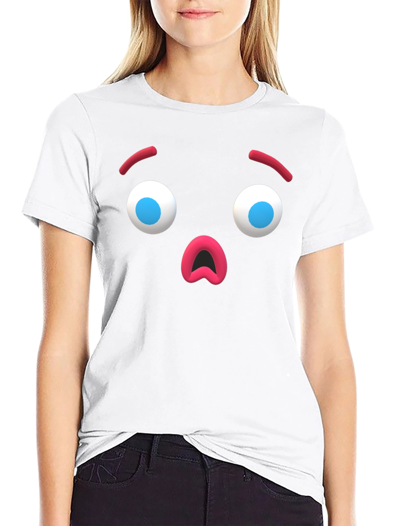 Surprised Emoji Black T-Shirt - Unique Graphic Tee