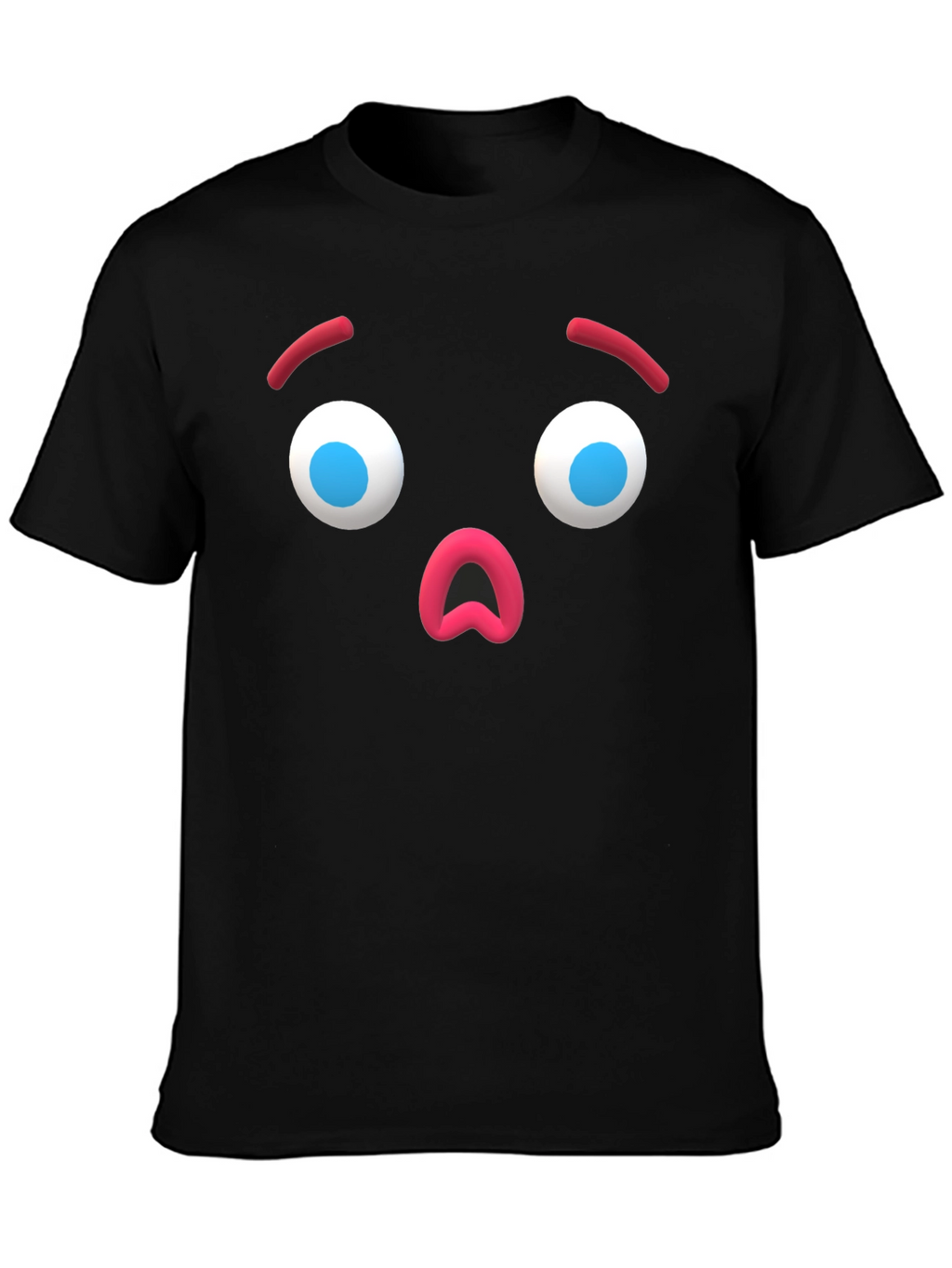 Surprised Emoji Black T-Shirt - Unique Graphic Tee