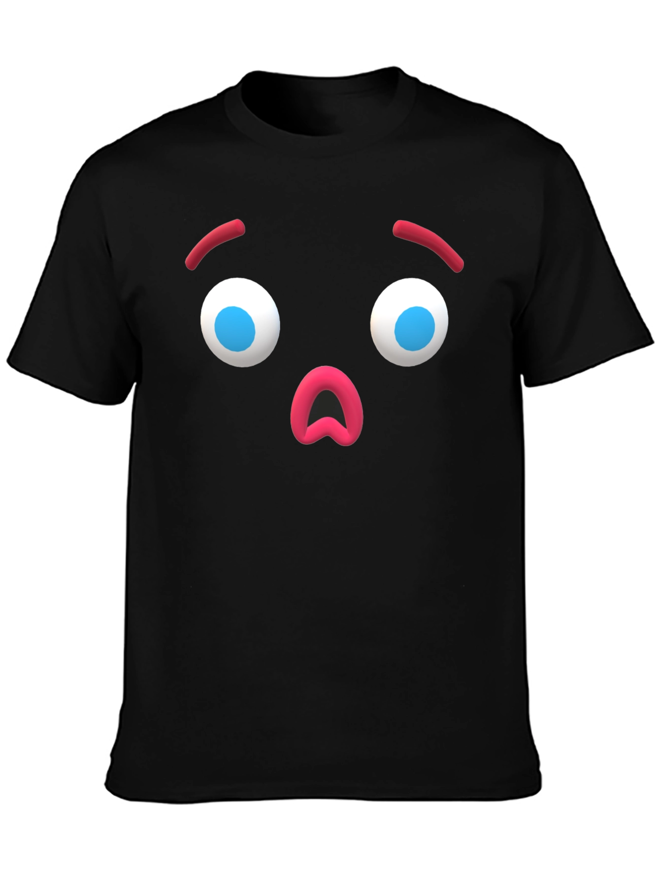 Surprised Emoji Black T-Shirt - Unique Graphic Tee