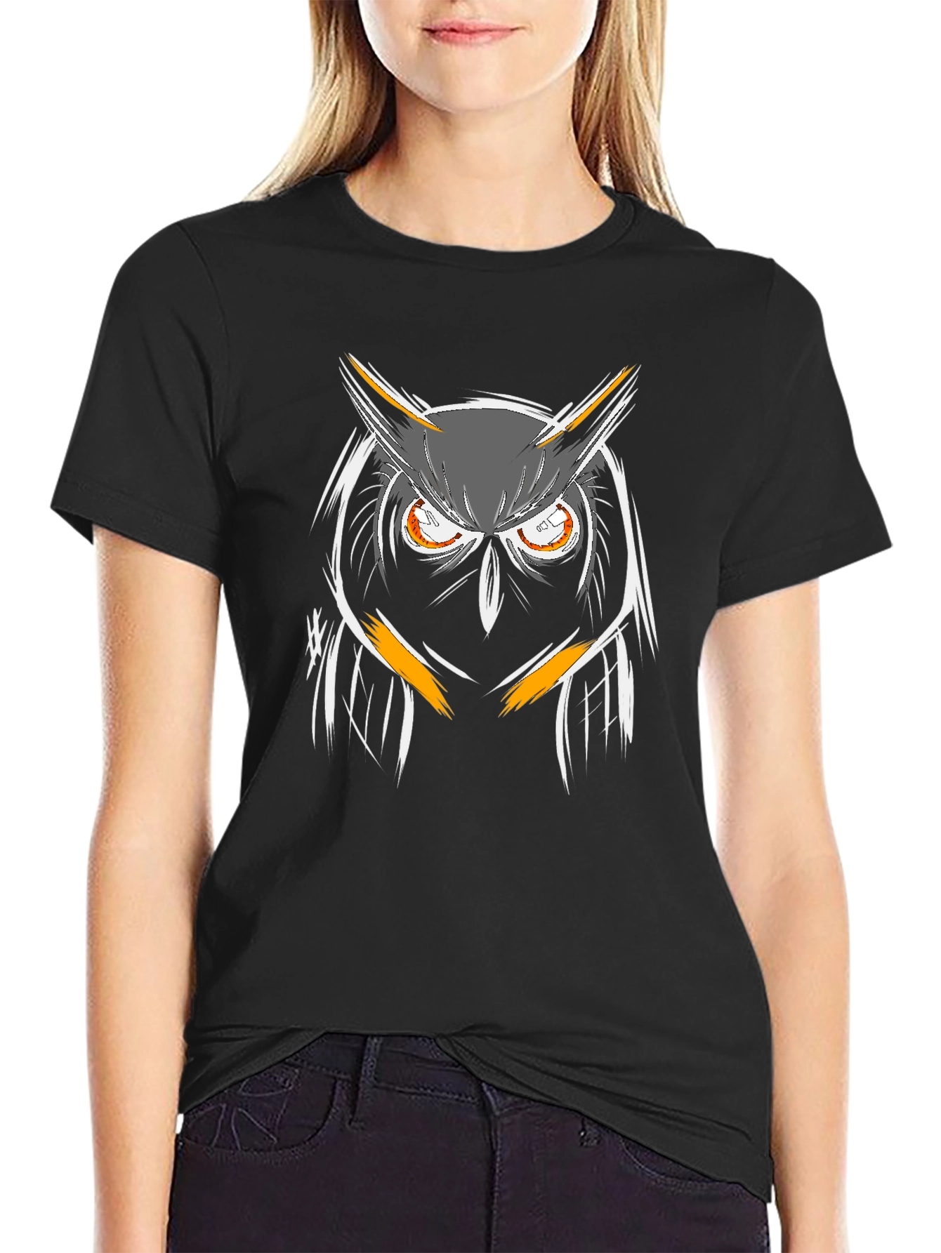 Cool Owl Graphic T-Shirt - Black