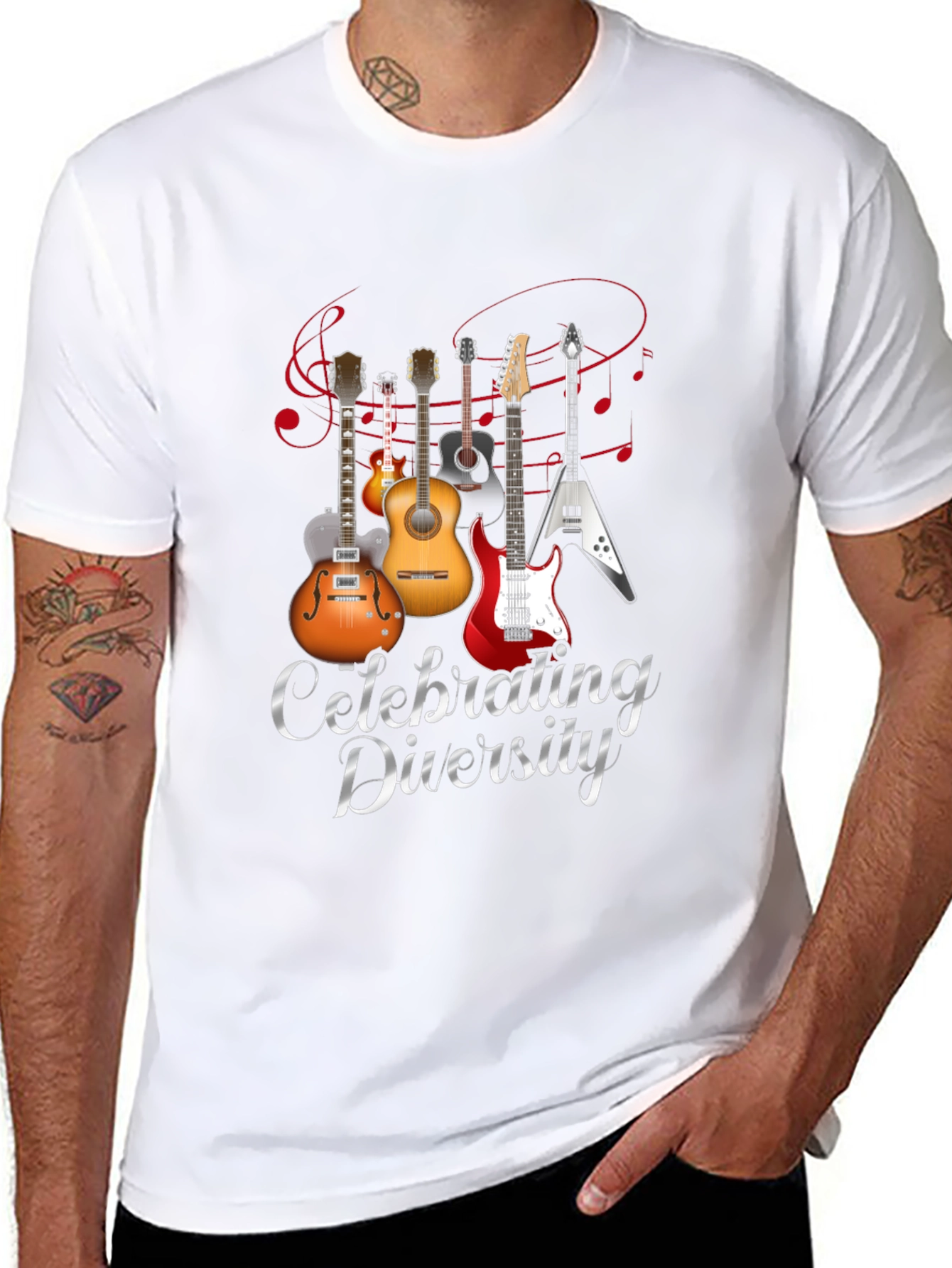 Celebrating Diversity Guitar Graphic T-Shirt